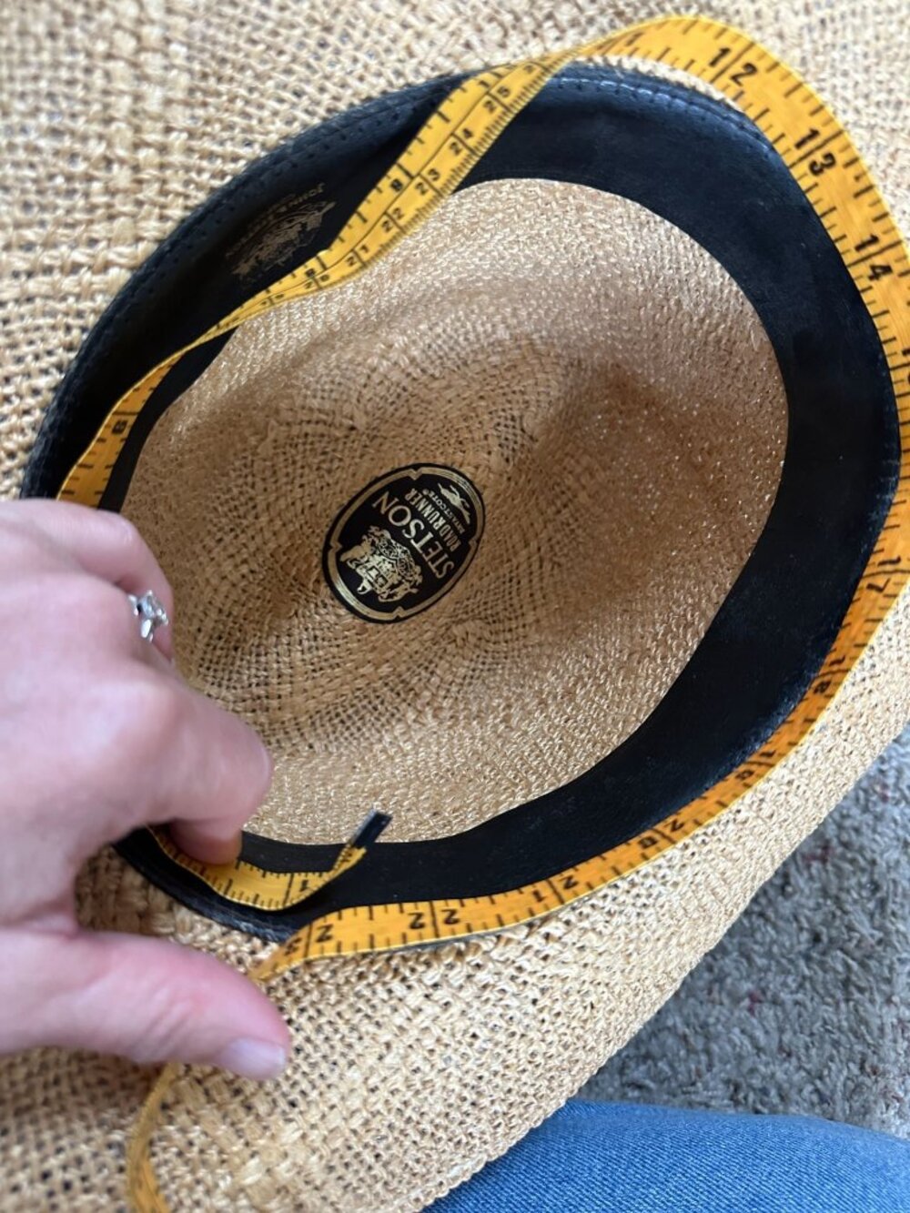 Stetson Roadrunner Straw Hat Western Style Hatband & Interior Band Brown 71/8 - Picture 7 of 7